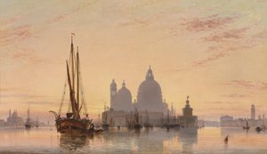 Venetiansk vedute med kirken Santa Maria della Salute